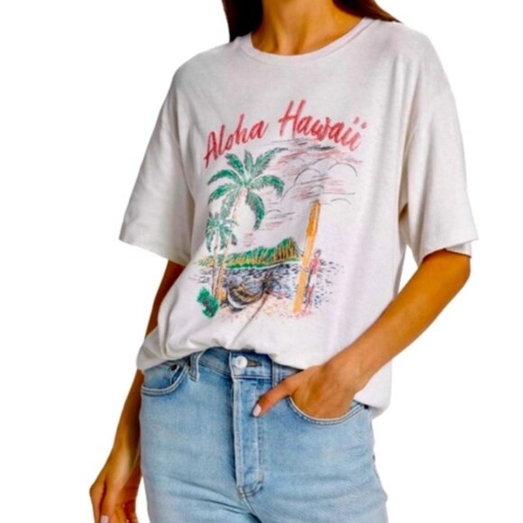 Re/Done Vintage 90’s Classic  Hawaii Aloha Cotton Tee Shirt  NWT $150 - Picture 1 of 7